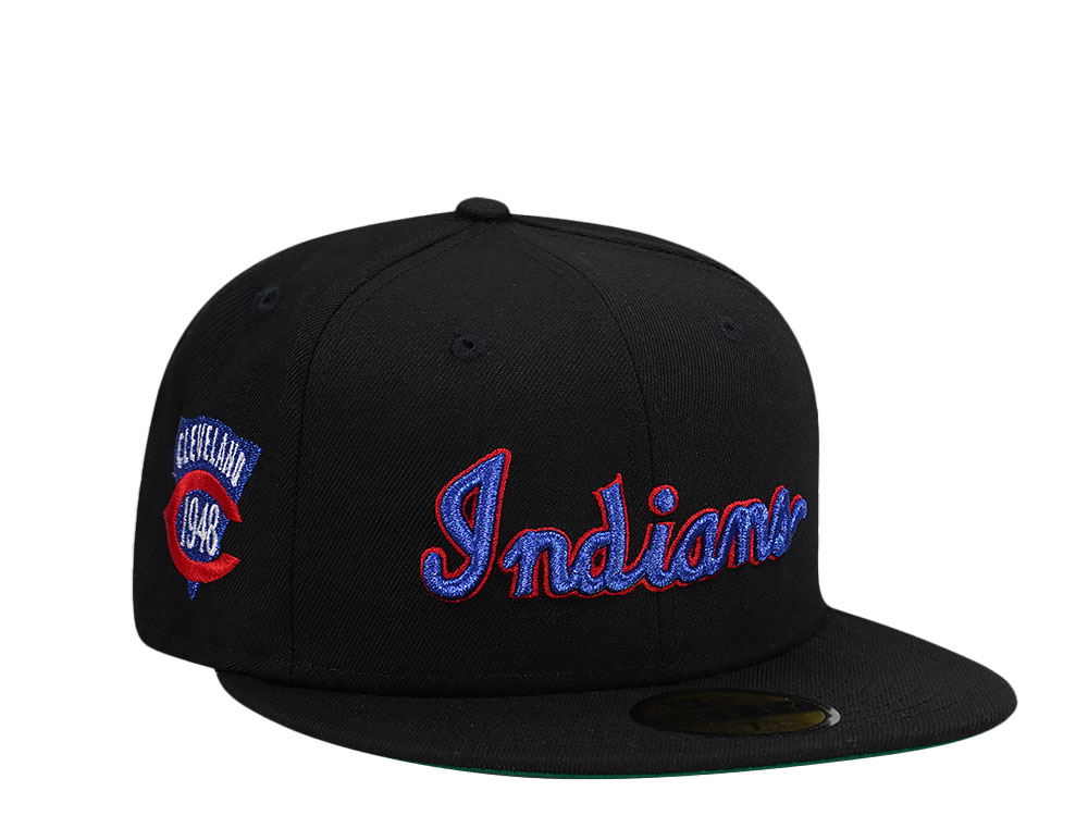 New Era Cleveland Indians Black Metallics Throwback Edition 59Fifty Fitted Hat
