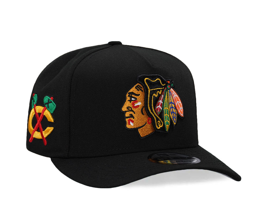 New Era Chicago Blackhawks Black Classic 9Fifty A Frame Snapback Cap TOPPERZSTORE USA