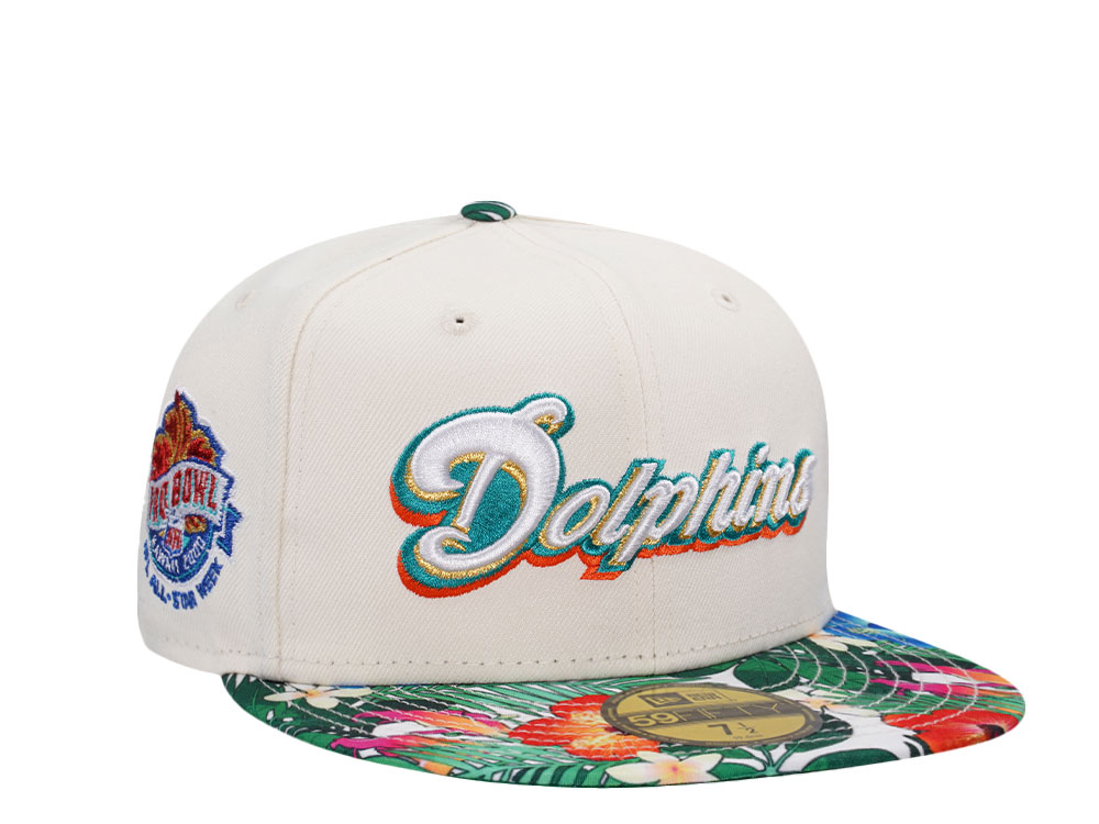 New Era Miami Dolphins Pro Bowl 2000 Floral Chrome Two Tone Edition 59Fifty Fitted Hat