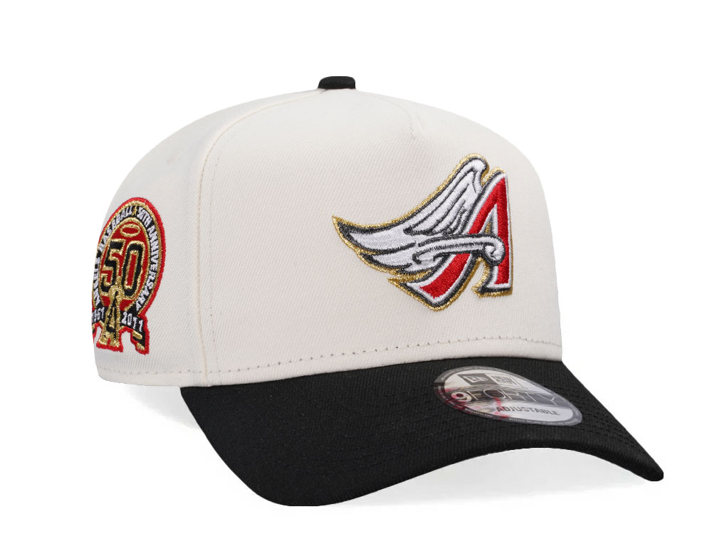 New Era Anaheim Angels 50th Anniversary Chrome Gold Two Tone 9Forty A Frame Snapback Hat