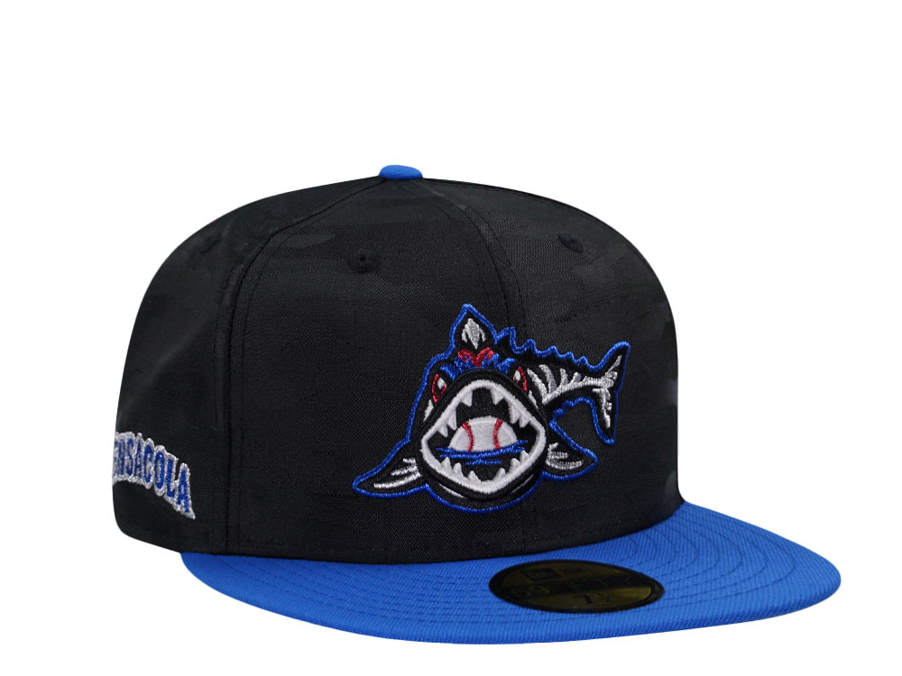 New Era Pensacola Blue Wahoos Black Royal Two Tone Edition 59Fifty Fitted Hat