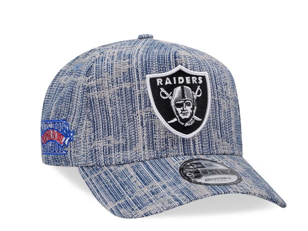 New Era Las Vegas Raiders Super Bowl XVIII Distressed Denim 9Forty A Frame Snapback Hat