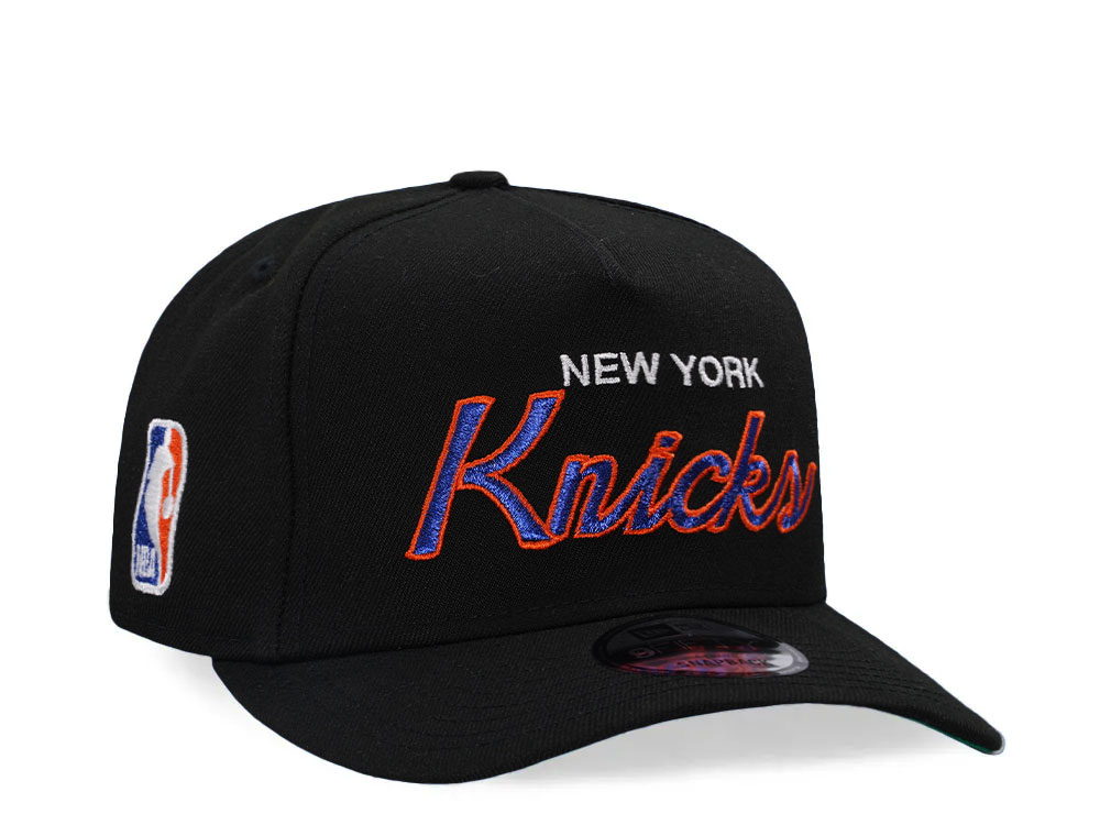New Era New York Knicks Black Throwback Edition 9Fifty A Frame Snapback Hat