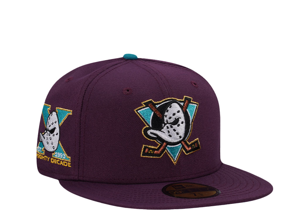 New Era Anaheim Ducks 10th Anniversary Plum Teal Prime Edition 59Fifty Fitted Hat