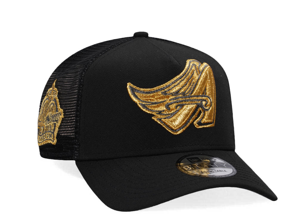 New Era Anaheim Angels 40th Season Black And Gold Trucker A Frame 9Forty Hat