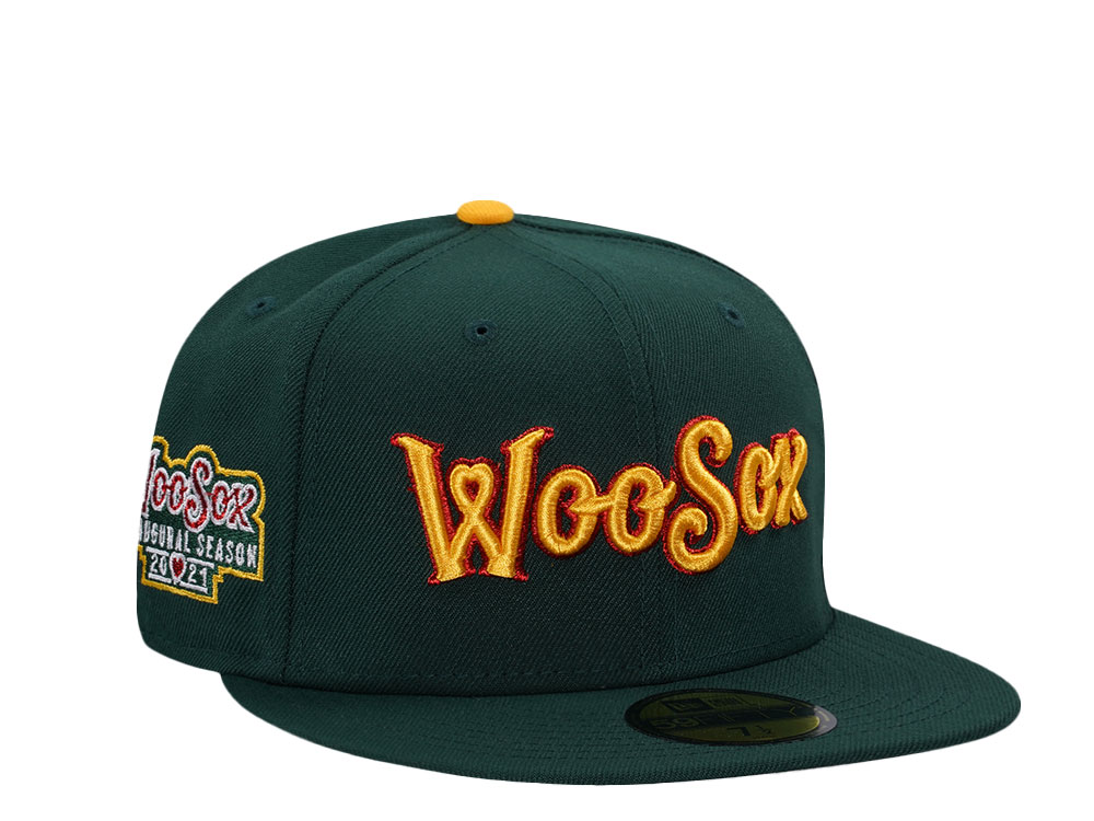 New Era Worcester WooSox Inaugural Season 2021 Dark Green Prime Edition 59Fifty Fitted Hat