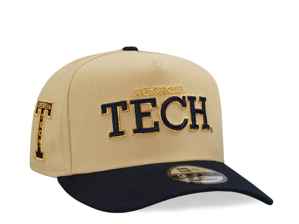 New Era Georgia Tech Vegas Gold Two Tone Throwback Edition 9Fifty A Frame Snapback Hat