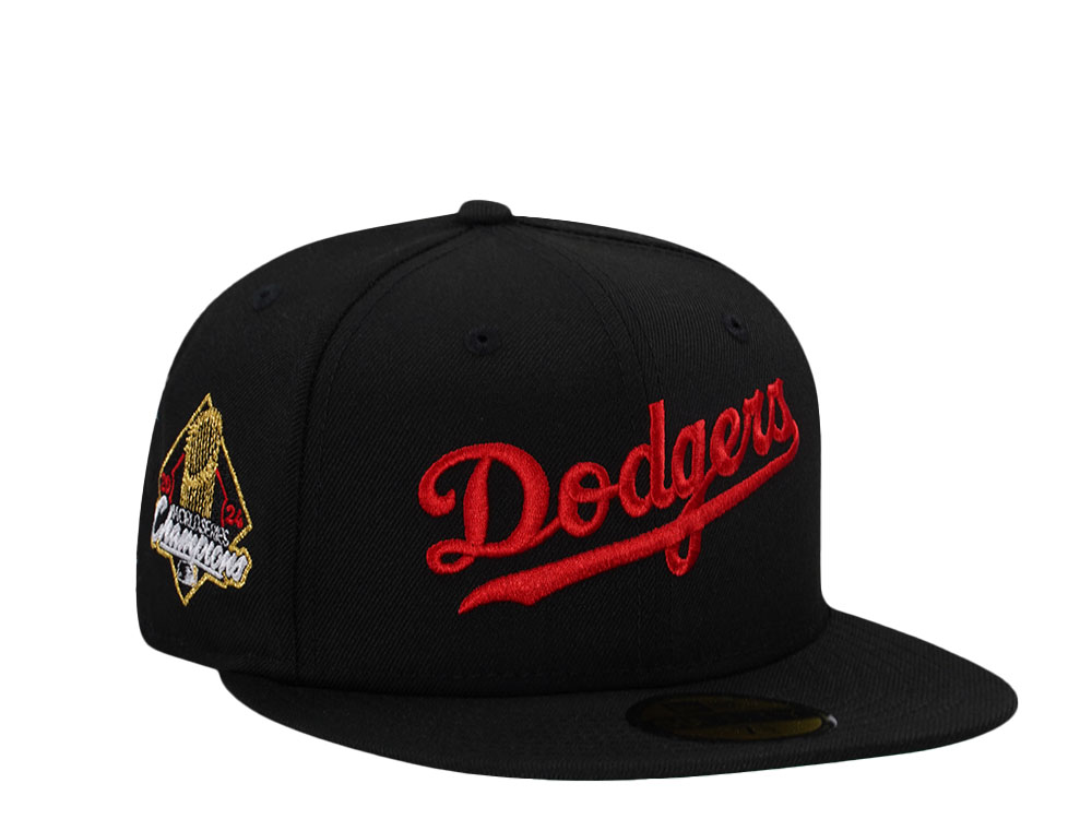 New Era Los Angeles Dodgers World Series 2024 Black Red Throwback Edition 9Fifty Fitted Hat