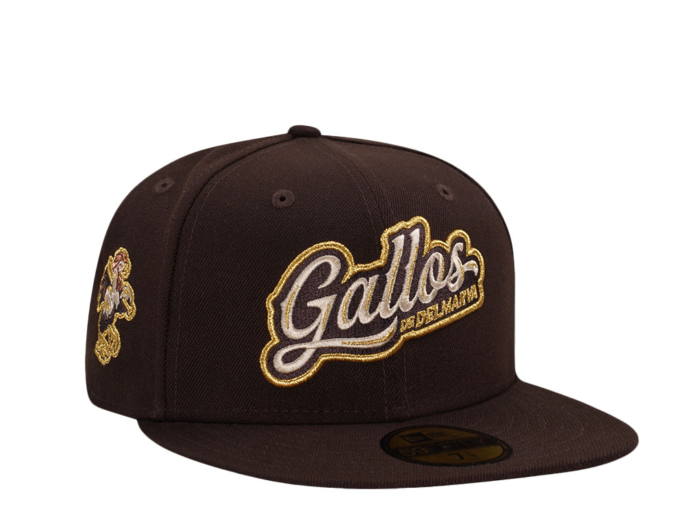 New Era Gallos De Delmarva Burnt Wood Metallic Throwback Edition 59Fifty Fitted Hat