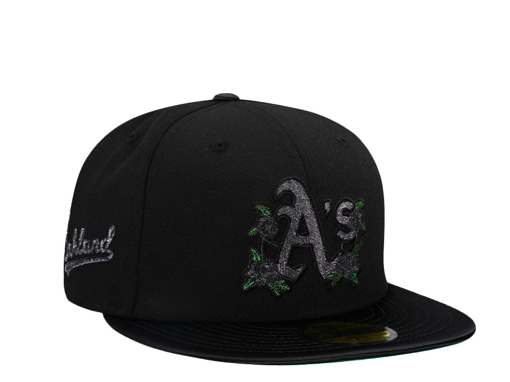 New Era Oakland Athletics Black Satin Brim Edition 59Fifty Fitted Hat