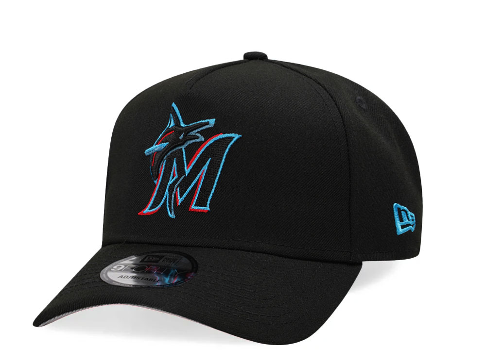 New Era Miami Marlins Black Classic Edition 9Forty A Frame Snapback Hat