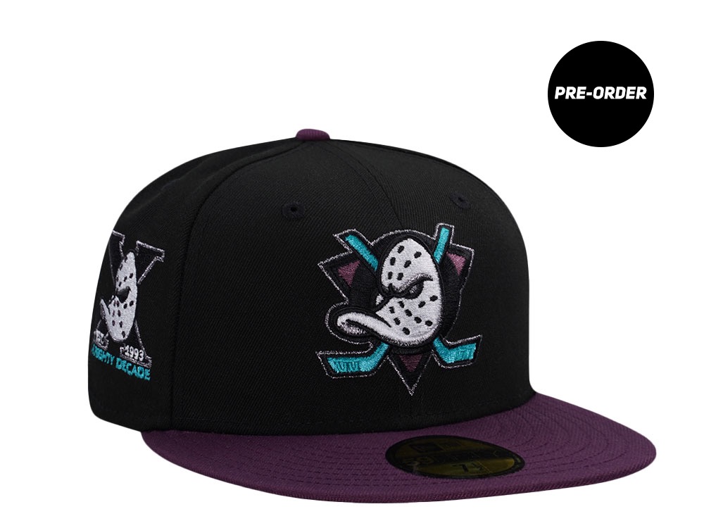 PRE-ORDER New Era Anaheim Ducks 10th Anniversary Black Two Tone Prime Edition 59Fifty Fitted Hat