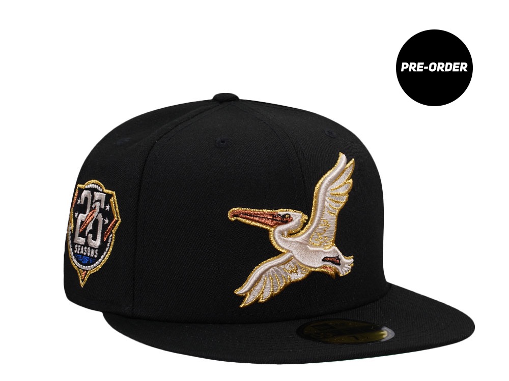 PRE-ORDER New Era Myrtle Beach Pelicans 25 Seasons Black Prime Edition 59Fifty Fitted Hat