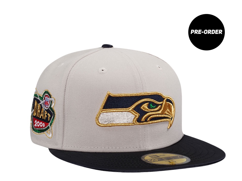 PRE-ORDER New Era Seattle Seahawks Draft 2000 Metallic Stone Two Tone Edition 59Fifty Fitted Hat