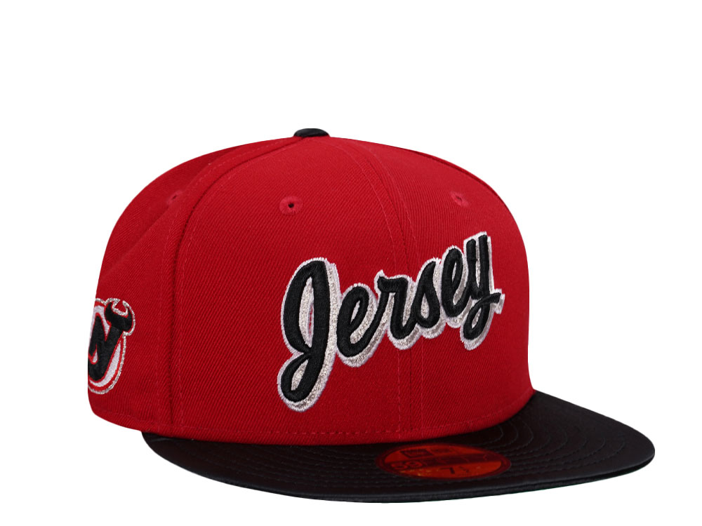 New Era New Jersey Devils Red Satin Brim Edition 59Fifty Fitted Hat