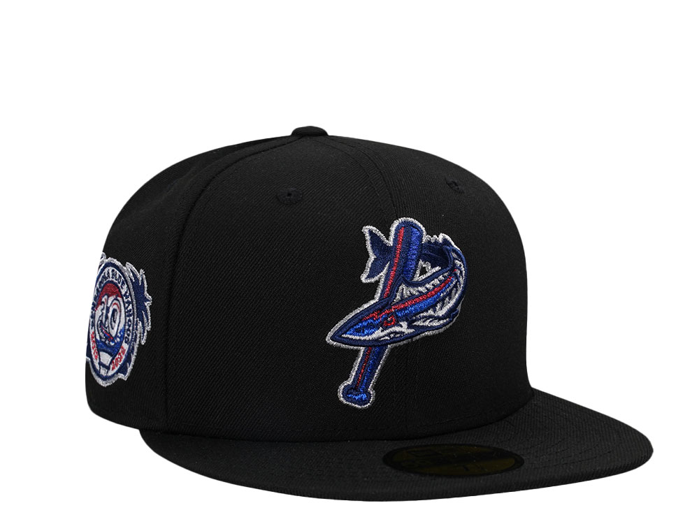 New Era Pensacola Blue Wahoos 10th Anniversary Black Metallic Edition 59Fifty Fitted Hat