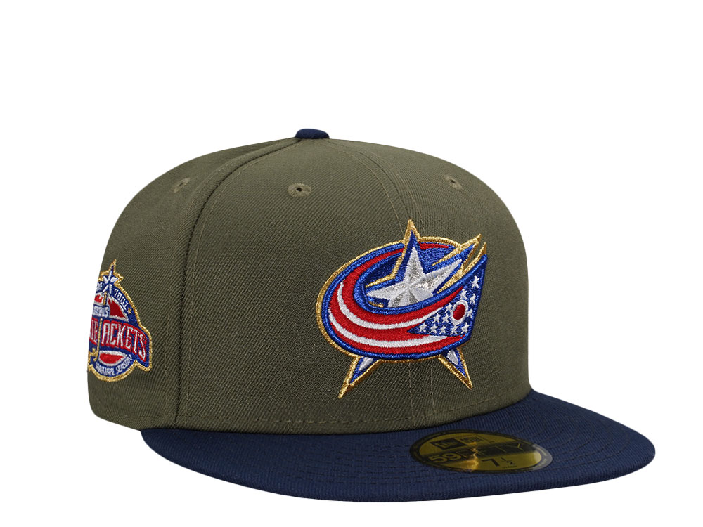 New Era Columbus Blue Jackets Inaugural Season Olive Two Tone Edition 59Fifty Fitted Hat