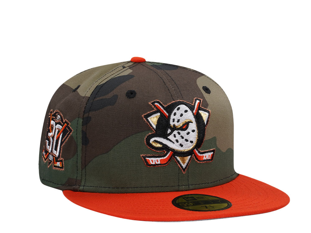 New Era Anaheim Ducks 30th Anniversary Woodland Camo Two Tone Edition 59Fifty Fitted Hat