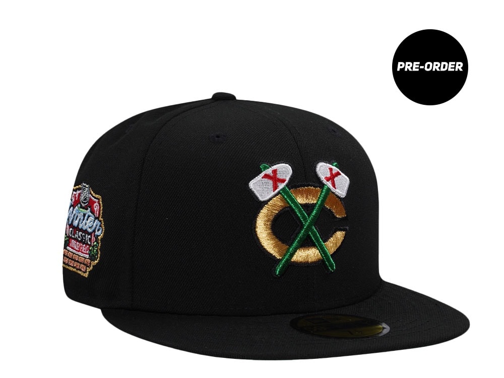 PRE-ORDER New Era Chicago Blackhawks Winter Classic 2025 Black Metallic Edition 59Fifty Fitted Hat