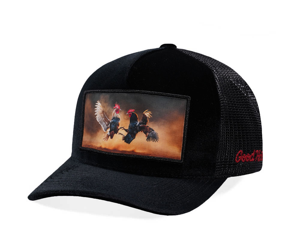 Good Hats FIGHT Black Velour Trucker Edition Snapback Cap