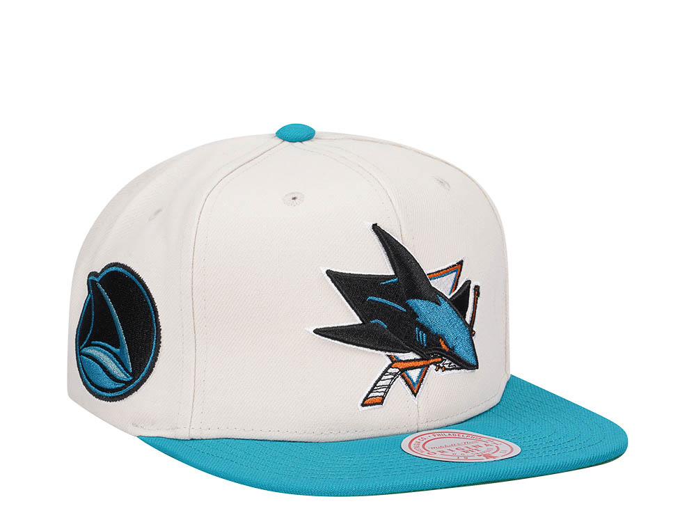 Mitchell & Ness San Jose Sharks Vintage Off-White Snapback Hat