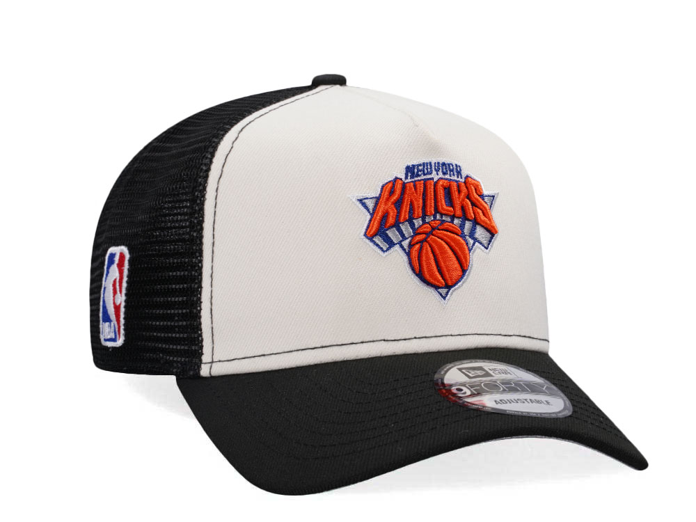 New Era New York Knicks Chrome Black Trucker Edition 9Forty A Frame Snapback Hat