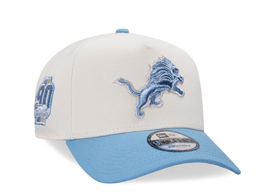 New Era Detroit Lions 90 Seasons Chrome Two Tone 9Forty A Frame Snapback Hat