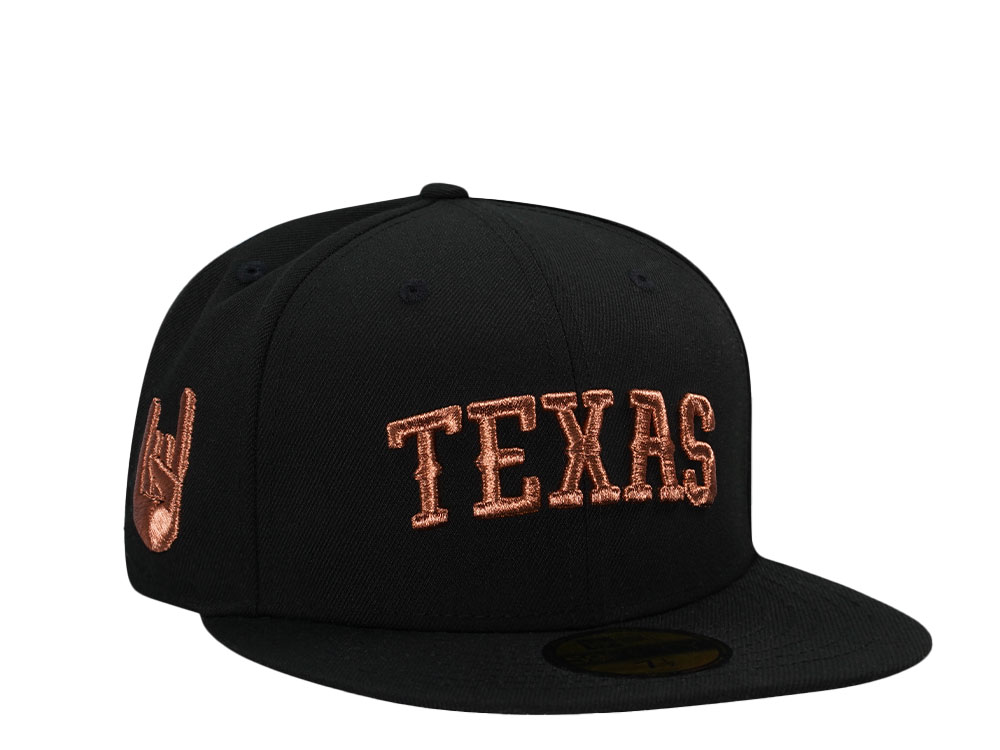 New Era Texas Longhorns Black Copper Prime Edition 59Fifty Fitted Hat