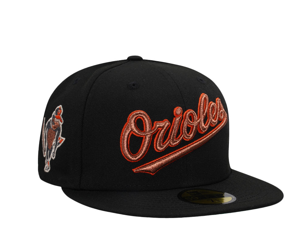 New Era Baltimore Orioles Black Copper Throwback Edition 59Fifty Fitted Hat