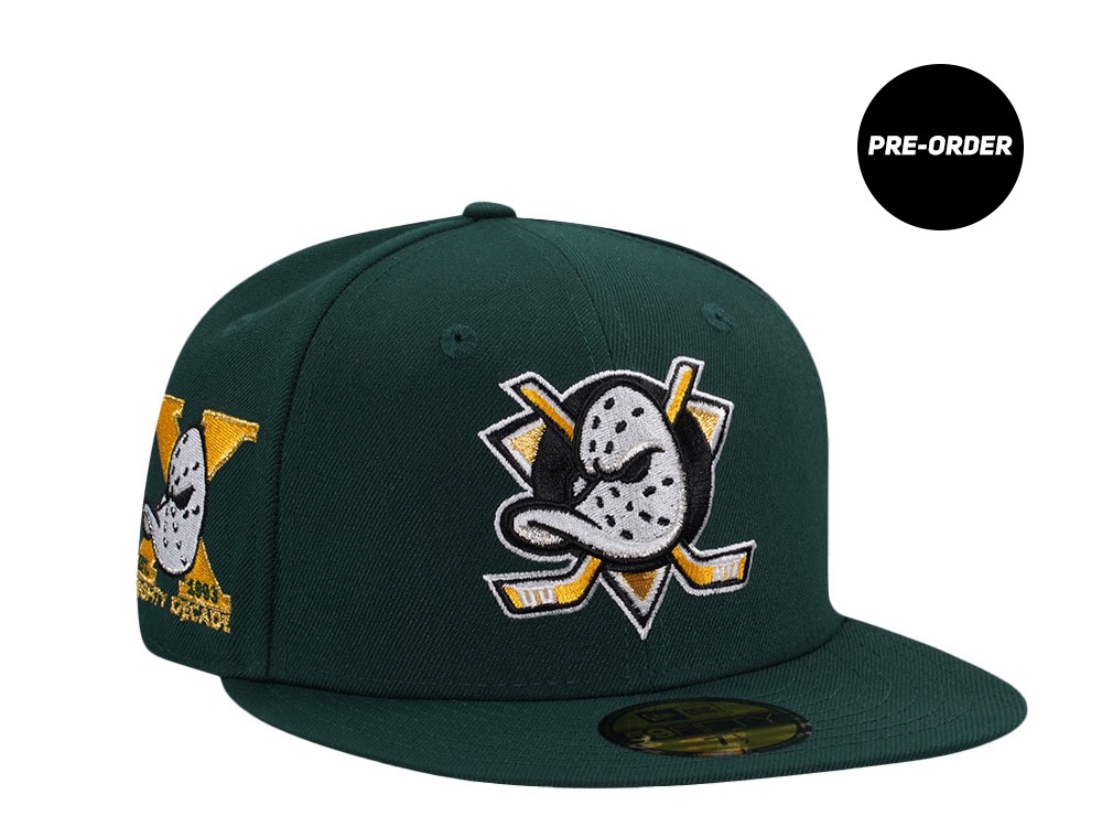 PRE-ORDER New Era Anaheim Ducks 10th Anniversary Dark Green Prime Edition 59Fifty Fitted Hat