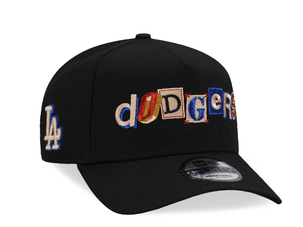 New Era Los Angeles Dodgers Lettering Black 9Forty A Frame Snapback Hat