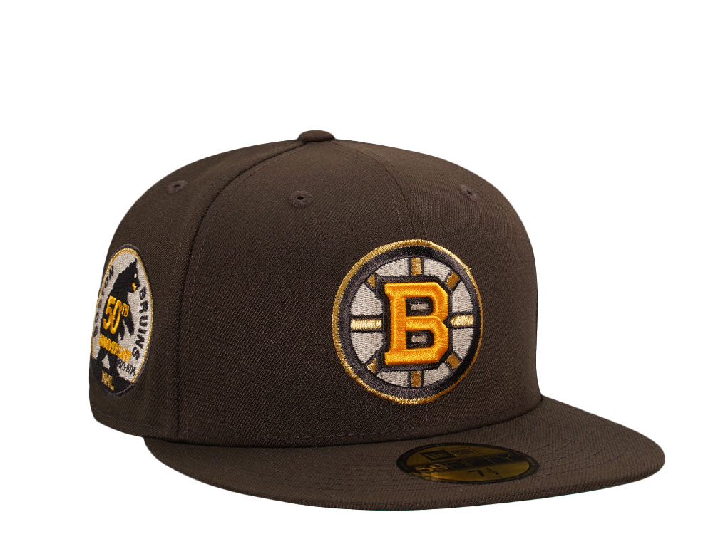 New Era Boston Bruins 50th Anniversary Brown Throwback Edition 59Fifty Fitted Hat