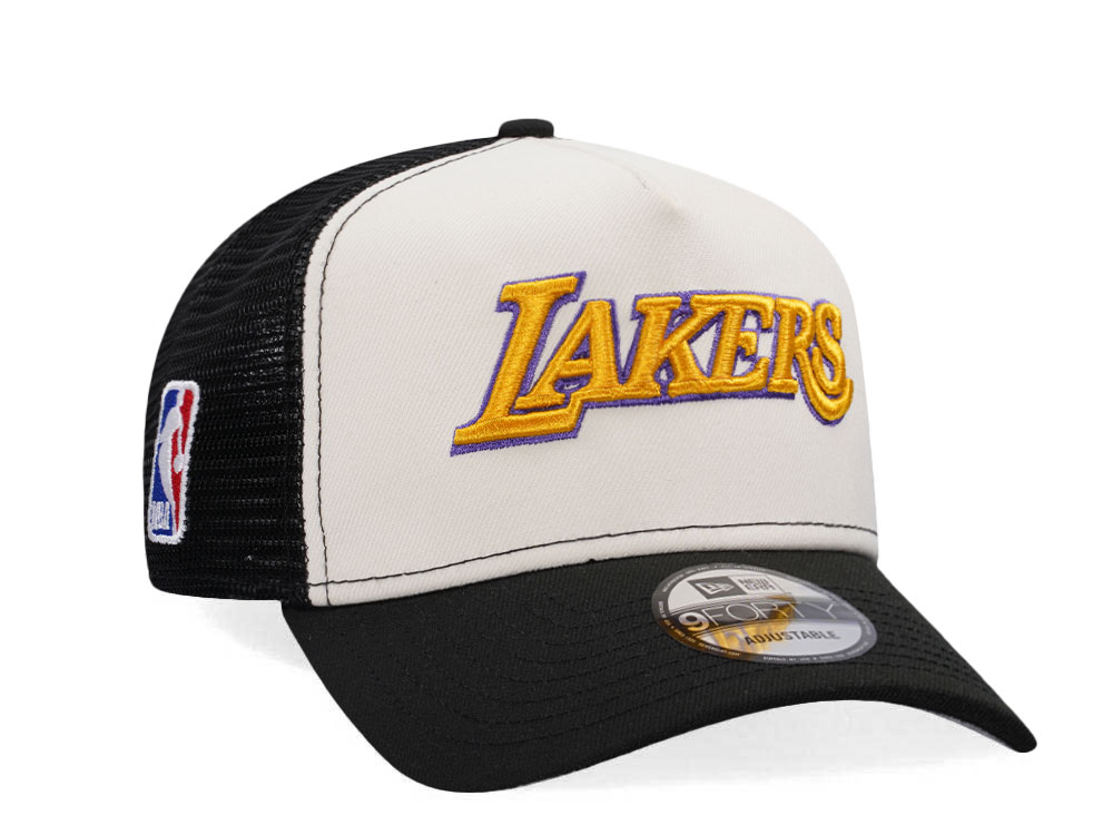 New Era Los Angeles Lakers Chrome Black Trucker Edition 9Forty A Frame Snapback Hat