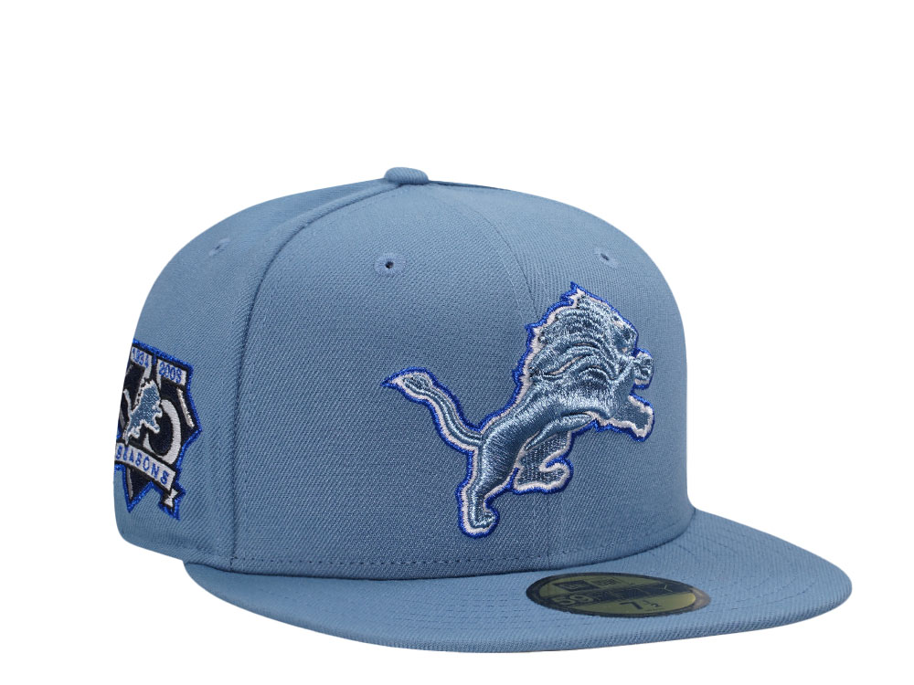 New Era Detroit Lions 75 Seasons Faded Blue Metallic Edition 59Fifty Fitted Hat