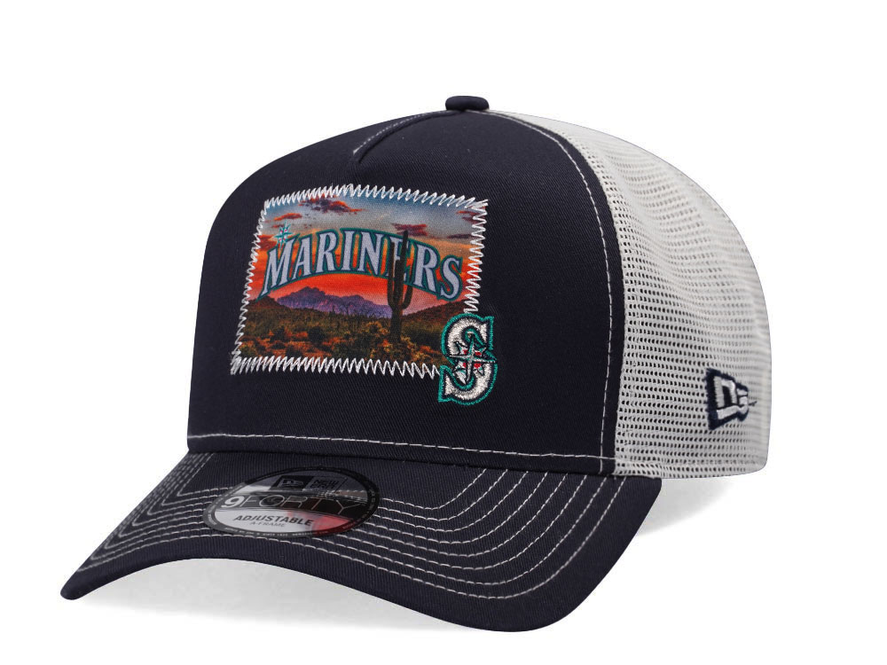 New Era Seattle Mariners M Patch 9Forty A Frame Trucker Snapback Hat