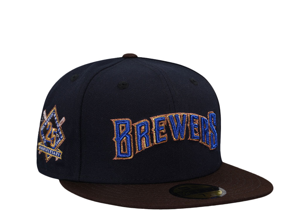 New Era Milwaukee Brewers 25th Anniversary Navy Metallic Two Tone Edition 59Fifty Fitted Hat