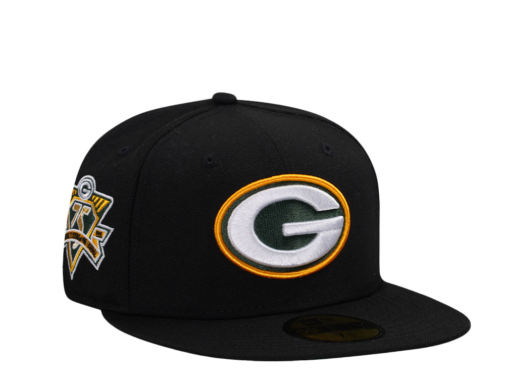 New Era Green Bay Packers 75th Anniversary Black Metallic Edition 59Fifty Fitted Hat