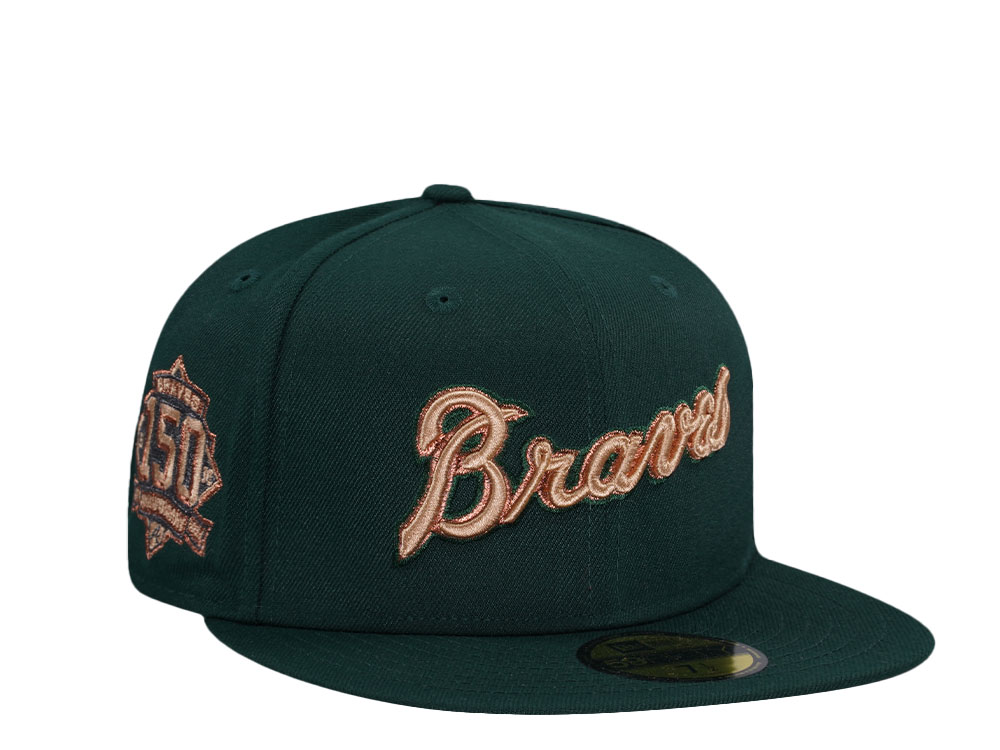 New Era Atlanta Braves 150th Anniversary Dark Green Copper Edition 59Fifty Fitted Hat