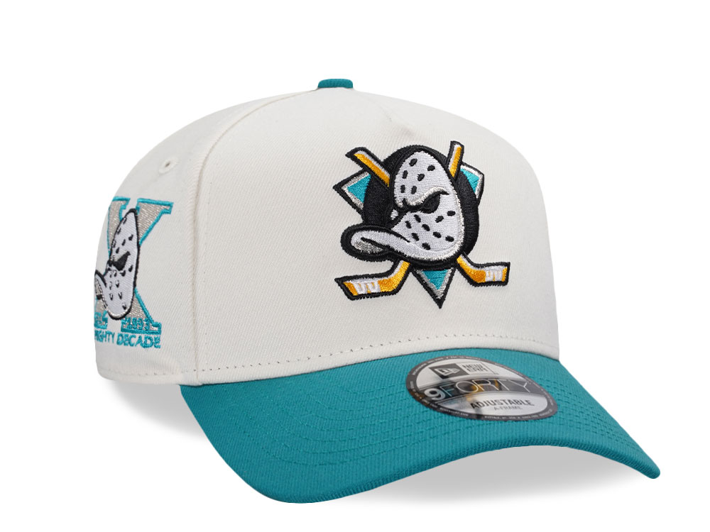 New Era Anaheim Ducks 10th Anniversary Chrome Aqua Two Tone Edition 9Forty A Frame Snapback Hat