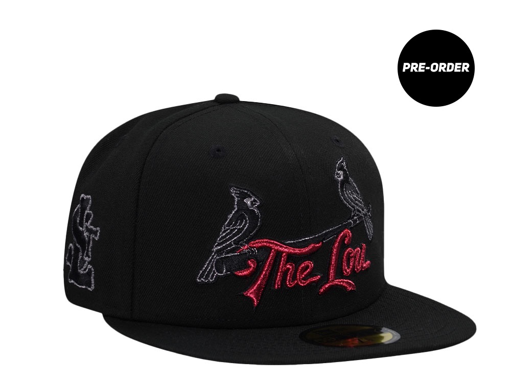 PRE-ORDER New Era St. Louis Carinals Black and Red Metallic Prime Edition 59Fifty Fitted Hat