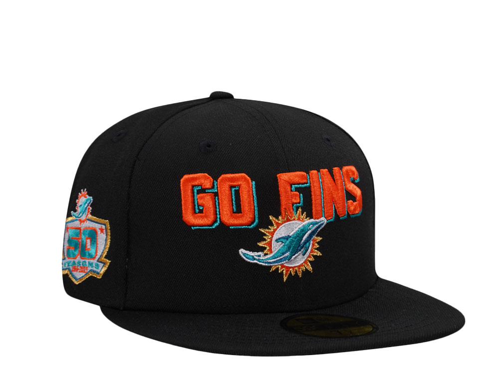 New Era Miami Dolphins 50 Season Black Prime Edition 59Fifty Fitted Hat