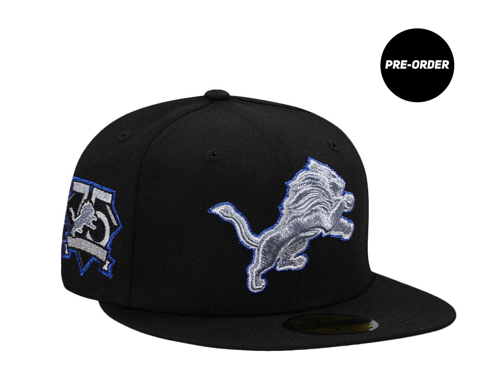 PRE-ORDER Detroit Lions 75 Seasons Black Classic Edition 59Fifty Fitted Hat