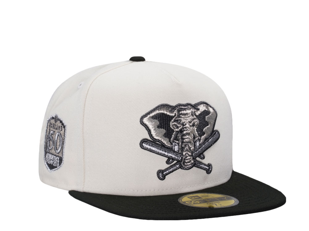 New Era Oakland Athletics 50th Anniversary Silver Chrome Two Tone Edition 59Fifty A Frame Fitted Hat